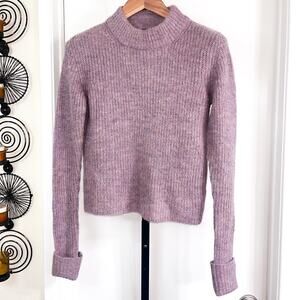Topshop Womens Wool Alpaca Blend Mock Neck Sweater - Purple, Size 4